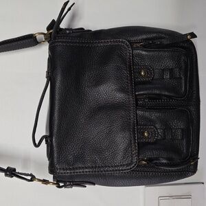 The Sak Black Leather Messenger Bag